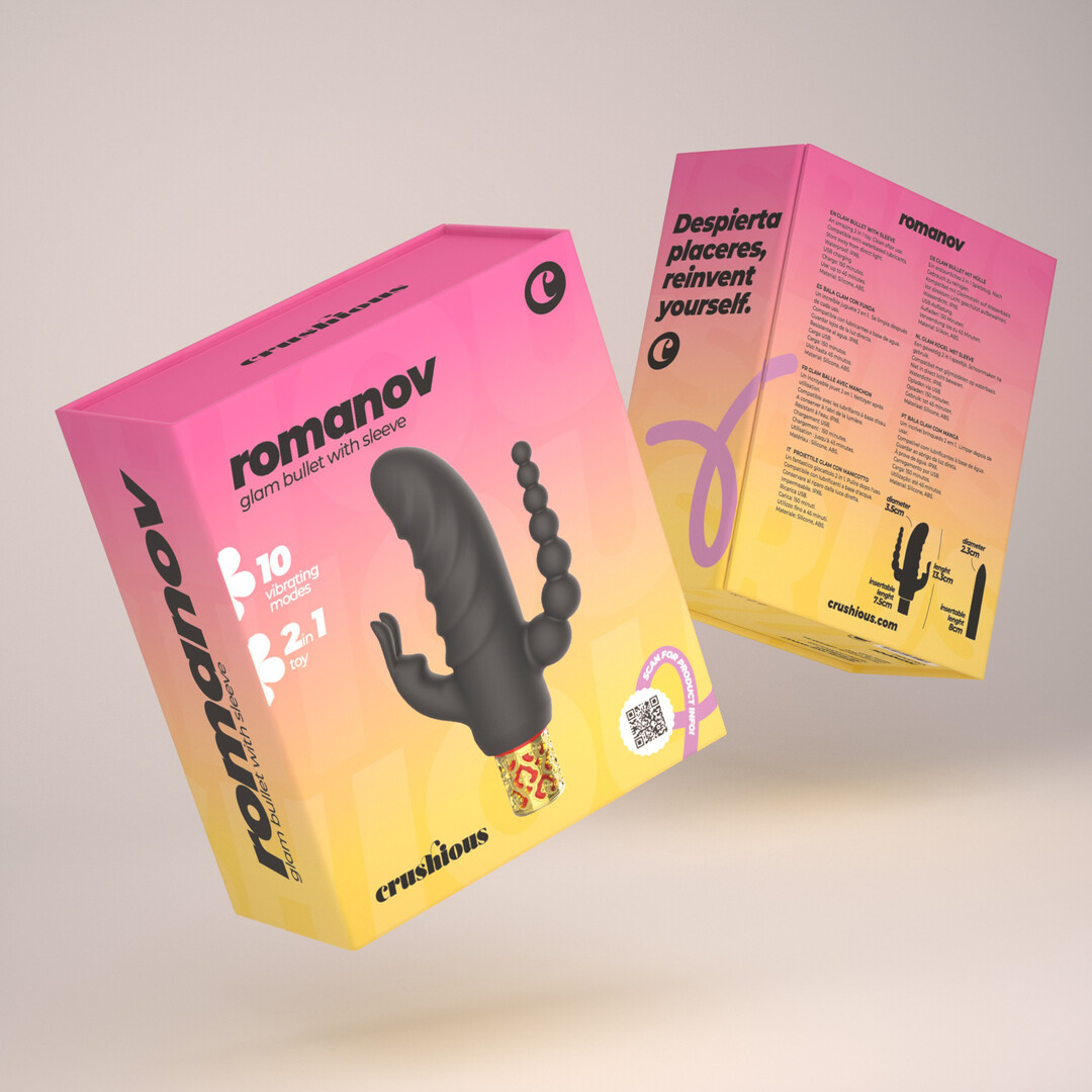 Crushious Romanov - Classic Vibrator with Removable Silicone Sleeve - Black/Golden (7403254162082)