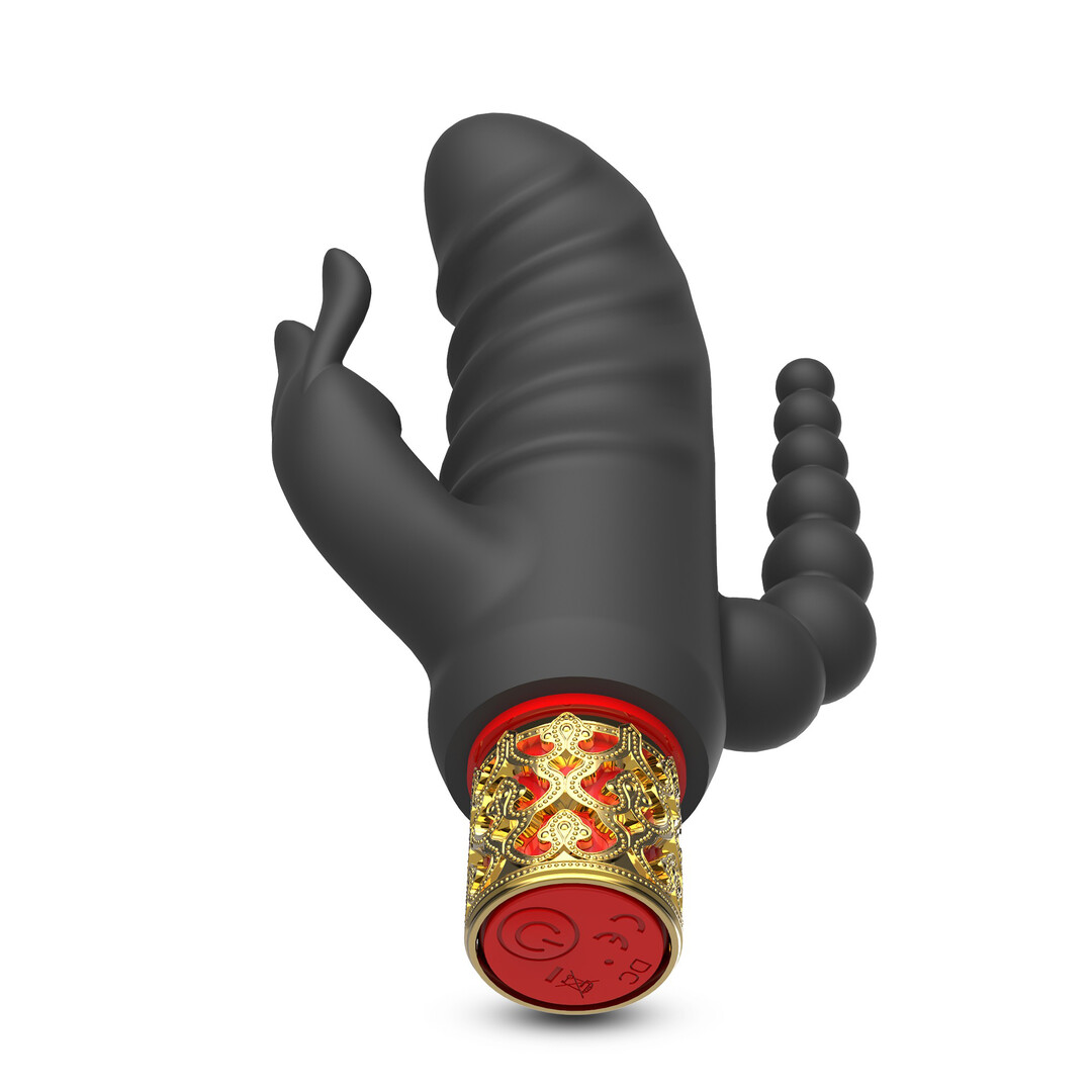 Crushious Romanov - Classic Vibrator with Removable Silicone Sleeve - Black/Golden (7403254162082)