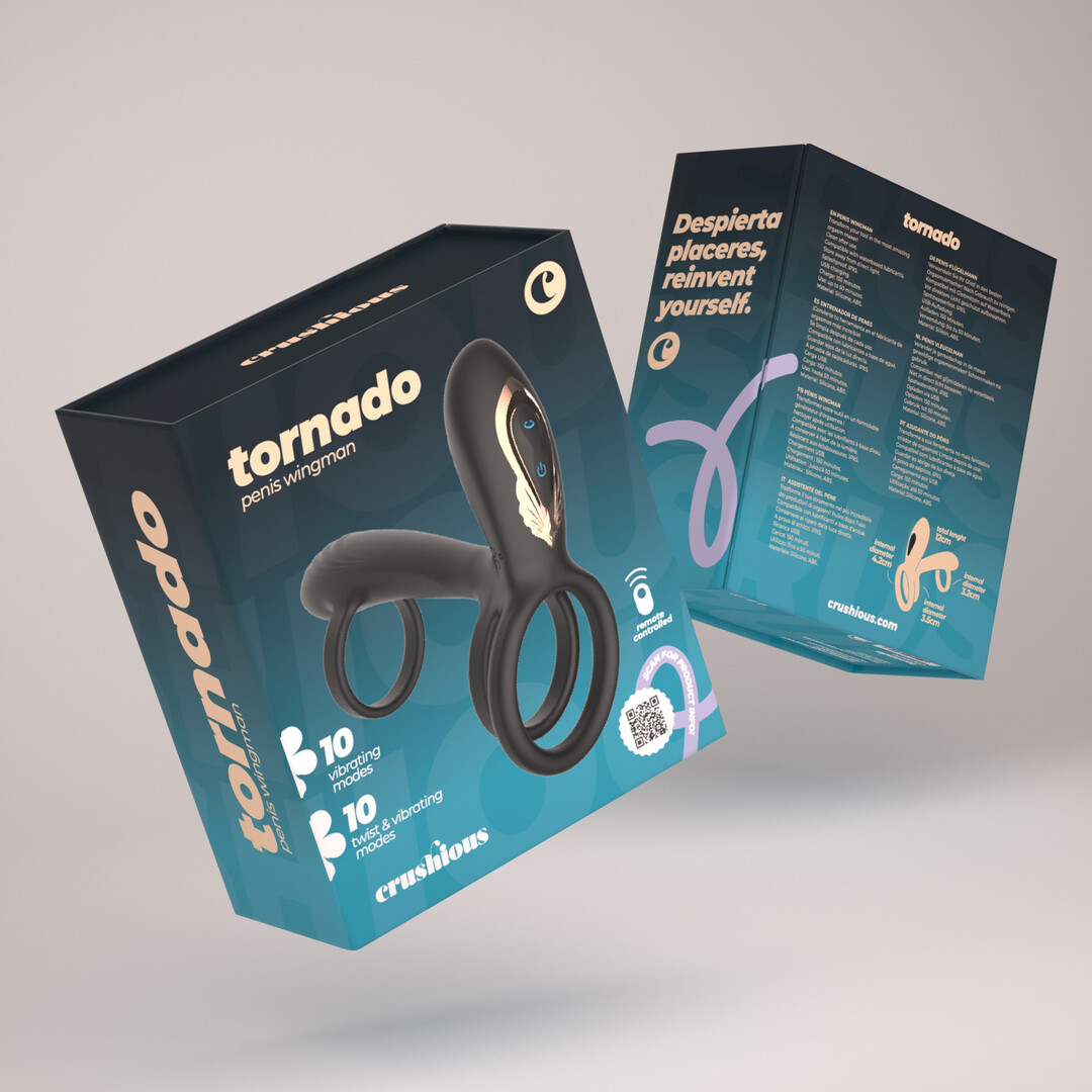 Crushious Tornado - Rotating Penis Armour - Black (7403254162167)
