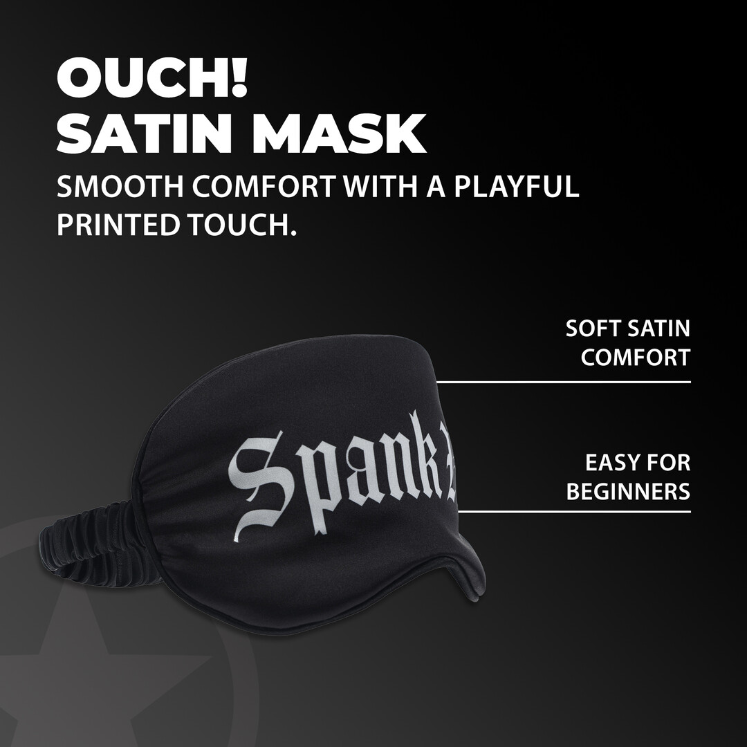 Ouch! by shots Spank Me - Gedrukte Satijnen Masker - Zwart (8714273028471)