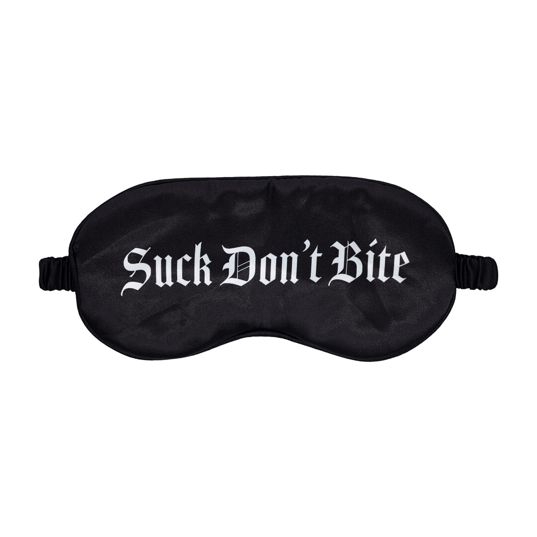 Ouch! by shots Suck Don't Bite - Gedrukte Satijnen Masker - Zwart (8714273028488)