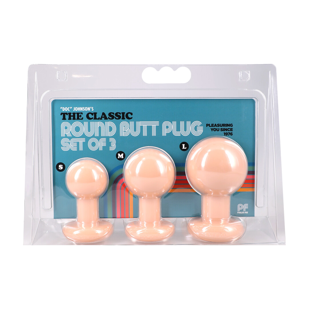 Doc johnson The Classic - Round Butt Plug - 3 Piece Set - Cream (782421105594)