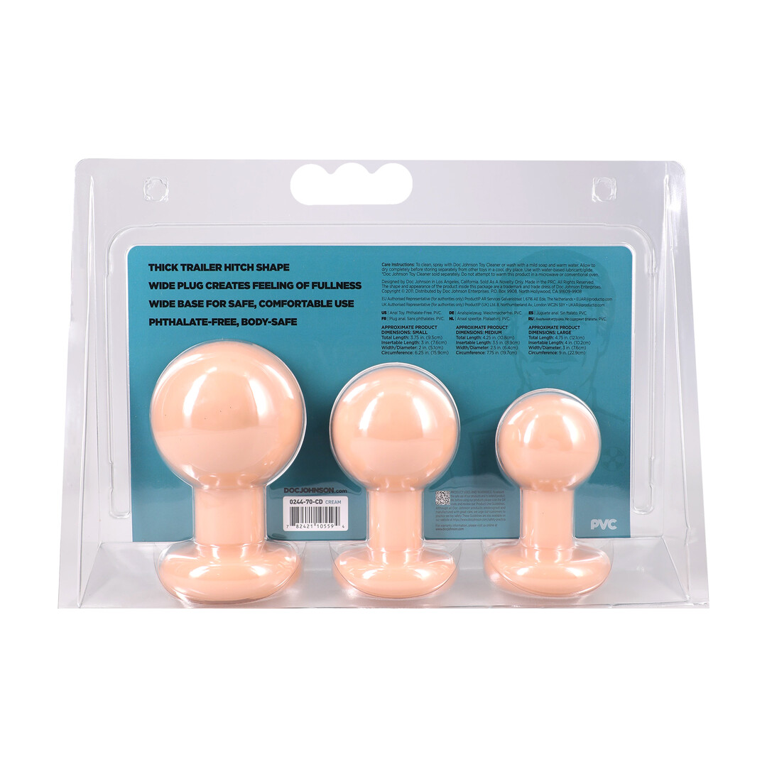 Doc johnson The Classic - Round Butt Plug - 3 Piece Set - Cream (782421105594)