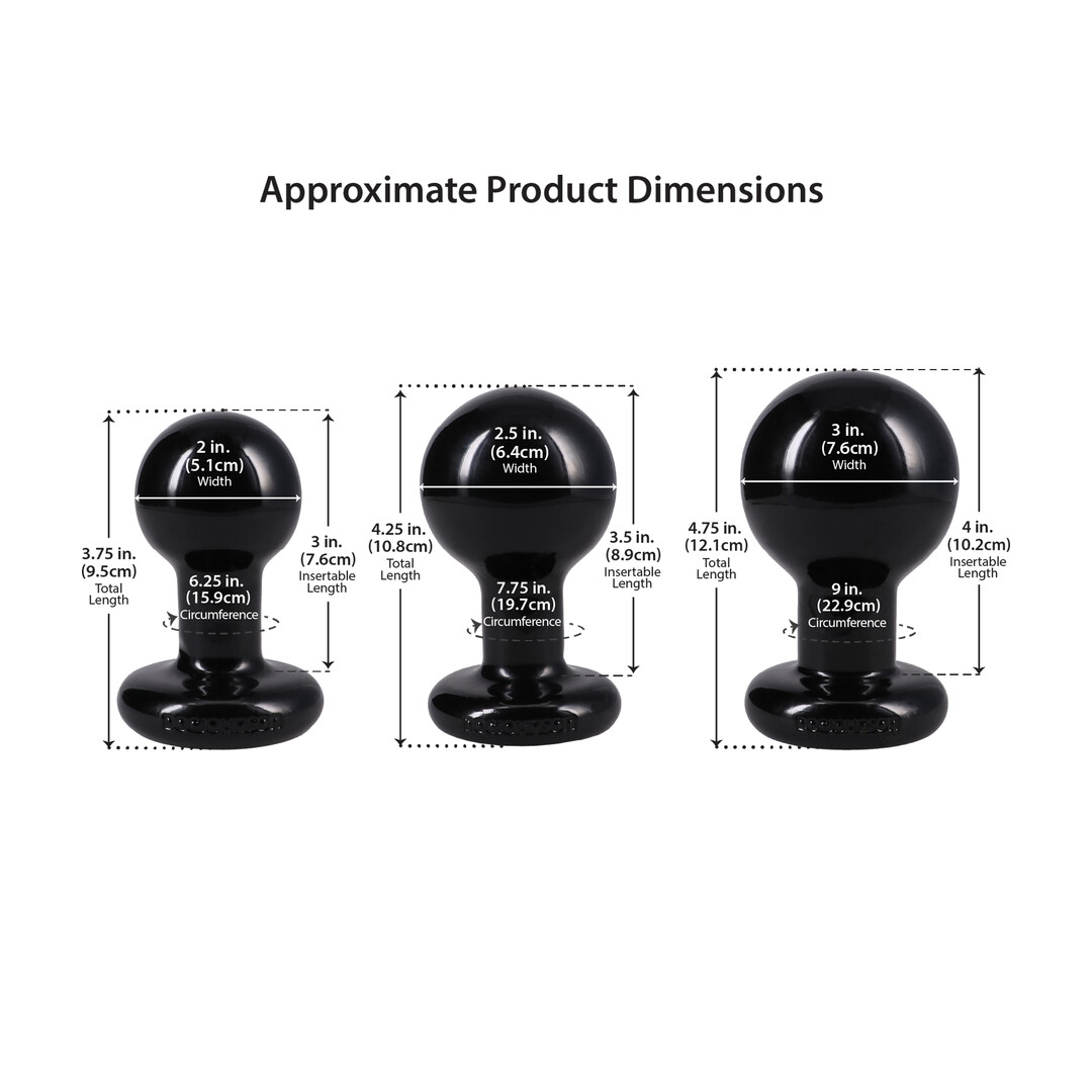Doc johnson The Classic - Round Butt Plug - 3 Piece Set - Black (782421105600)