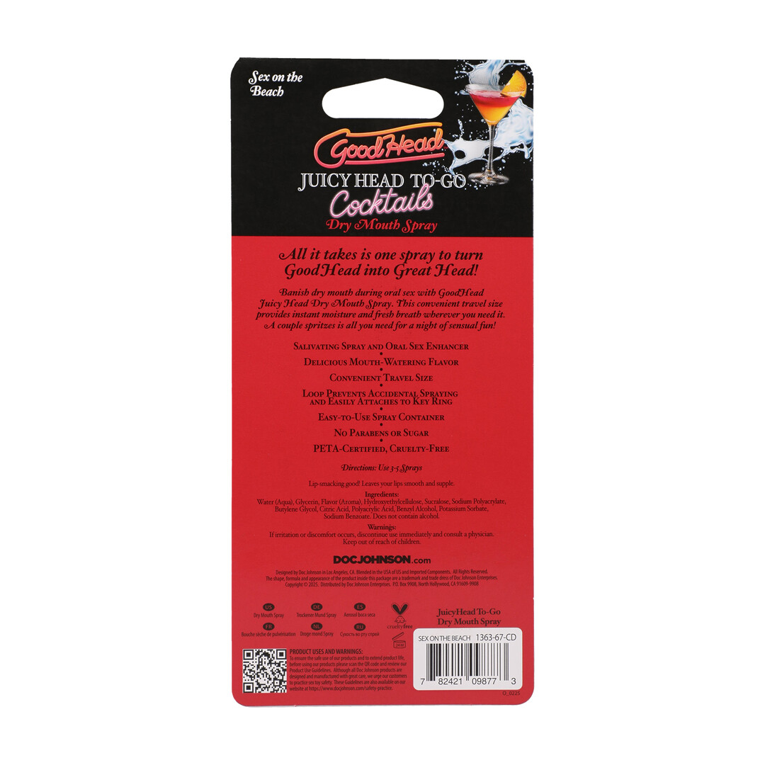 Doc johnson Juicy Head - Cocktails - Dry Mouth Spray To-Go - Sex on the Beach - 0.3 fl oz / 9 ml (782421098773)