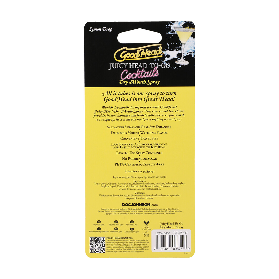 Doc johnson Juicy Head - Cocktails - Dry Mouth Spray To-Go - Lemon Drop - 0.3 fl oz / 9 ml (782421098759)