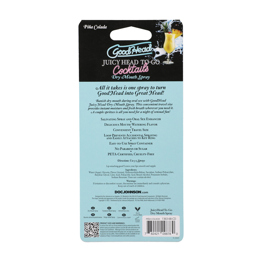 Doc johnson Juicy Head - Cocktails - Dry Mouth Spray To-Go - Pina Colada - 0.3 fl oz / 9 ml (782421098780)