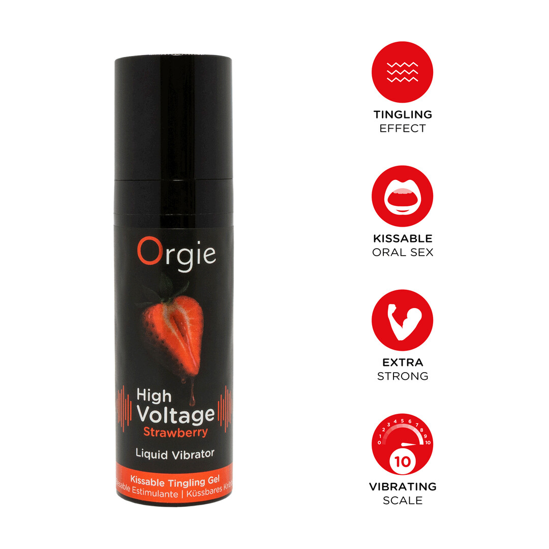 Orgie High Voltage - Vloeibare Vibrator - Aardbei - 0,5 fl oz / 15 ml (5600767388028)