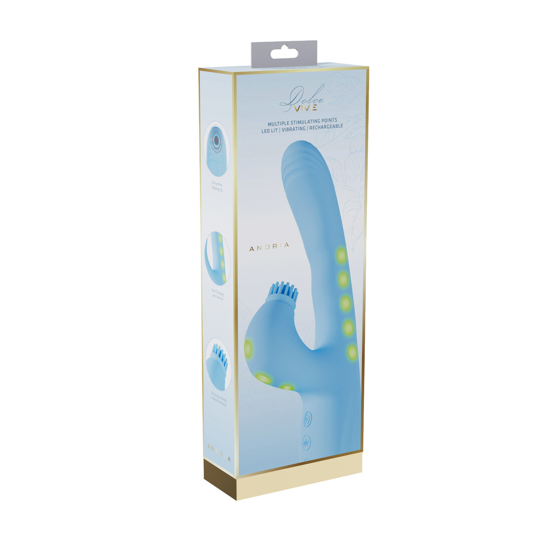 Vive by shots Andria - G-Spot Vibrerende en Tik Clit Stimulator met LED - Blauw (8714273030047)