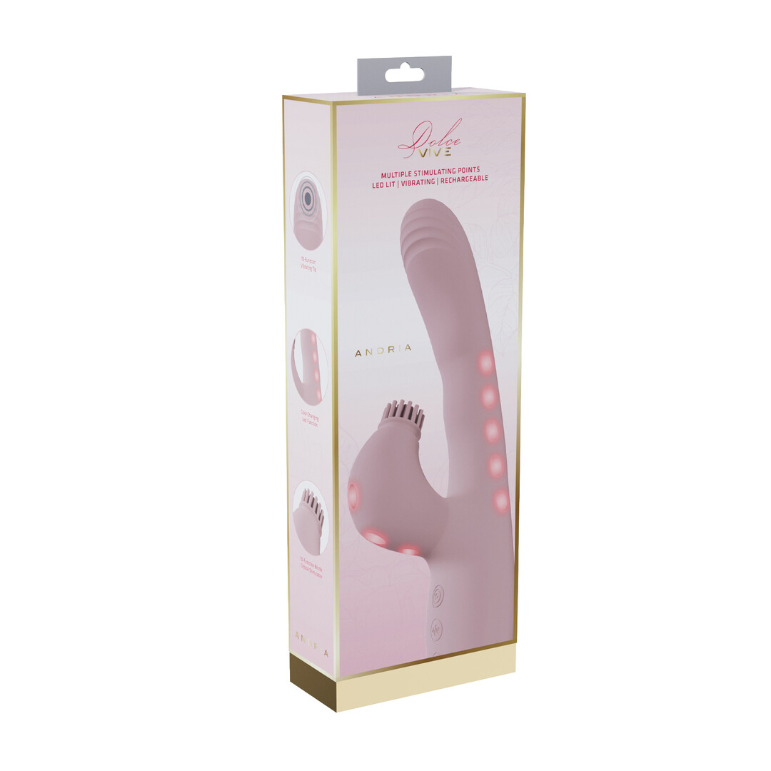 Vive by shots Andria - G-Spot Vibrerende en Tik Clit Stimulator met LED - Roze (8714273030061)