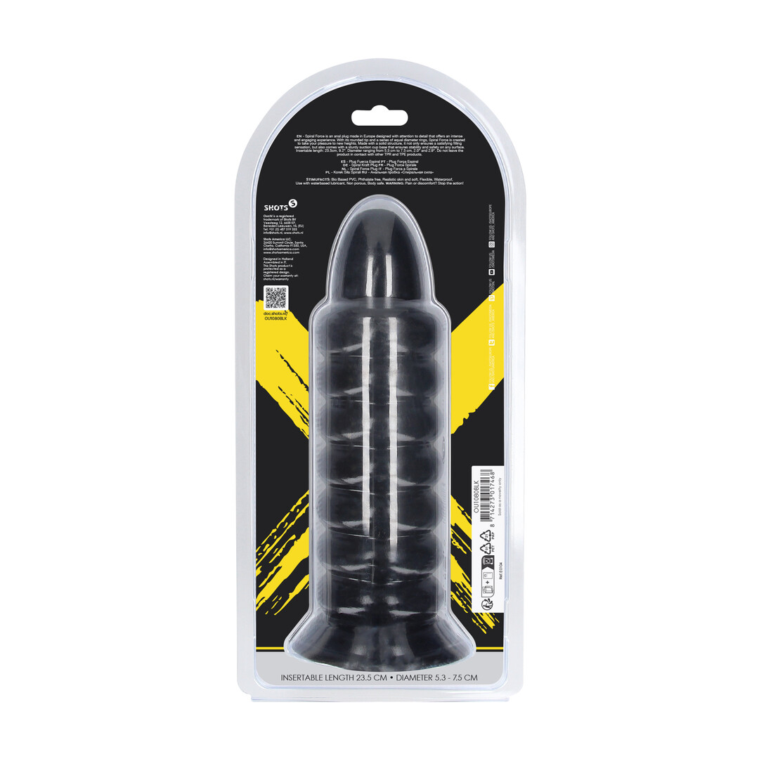 Ouch! by shots Spiral Force - Anal Plug - 23,5 cm - Black (8714273017468)