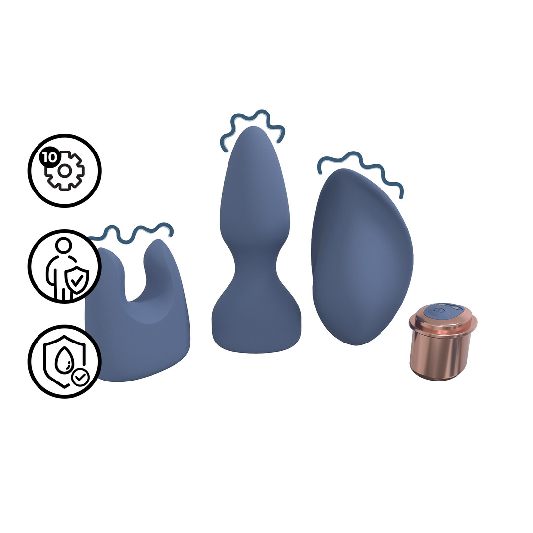 Loveline by shots Vervangbare Vibrator Kit - Blauw/Grijs (8714273021434)