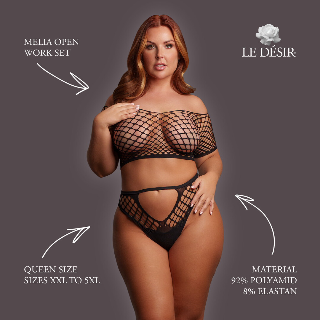 Le désir by shots Melia - Open Work Set - Queen Size - Black (8714273020970)