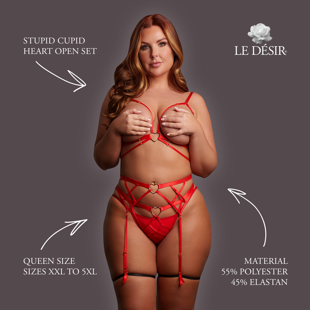 Le désir by shots Stupid Cupid - Heart Open Set - Queen Size - Red (8714273020734)