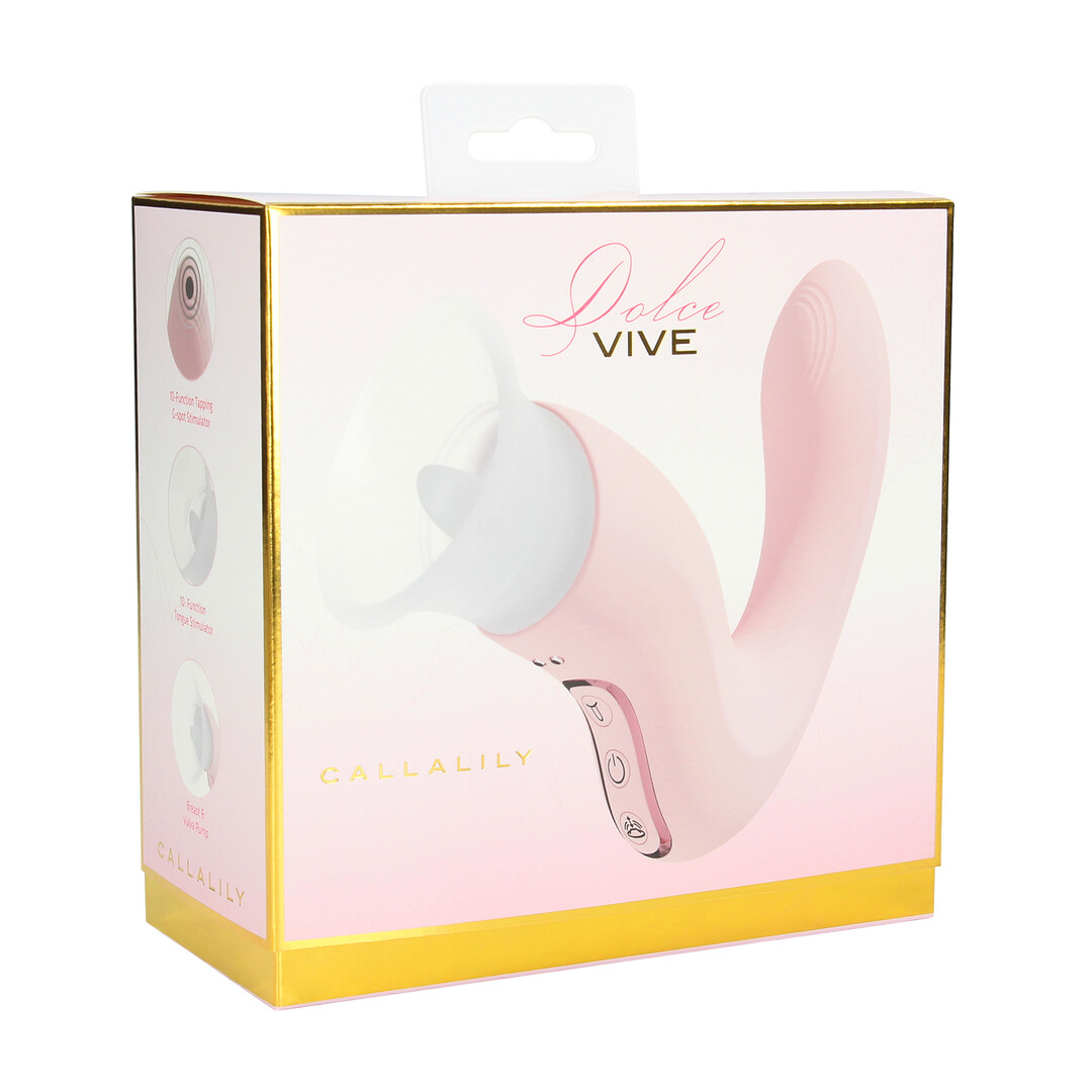Vive by shots CallaLily - G-Spot Tap Vulva Borstzuiger en Tong Stimulator - Roze (8714273030092)