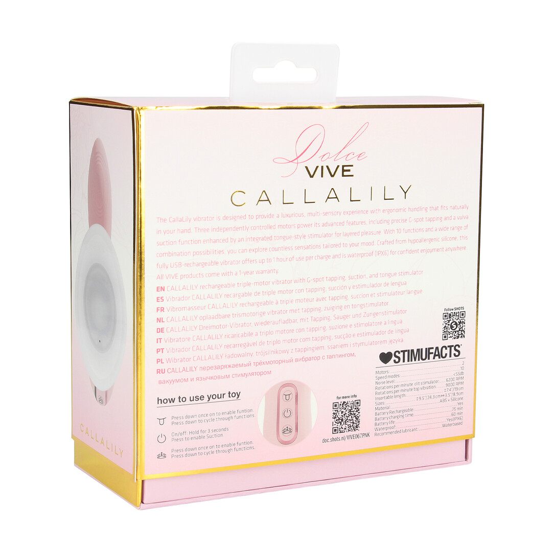 Vive by shots CallaLily - G-Spot Tap Vulva Borstzuiger en Tong Stimulator - Roze (8714273030092)