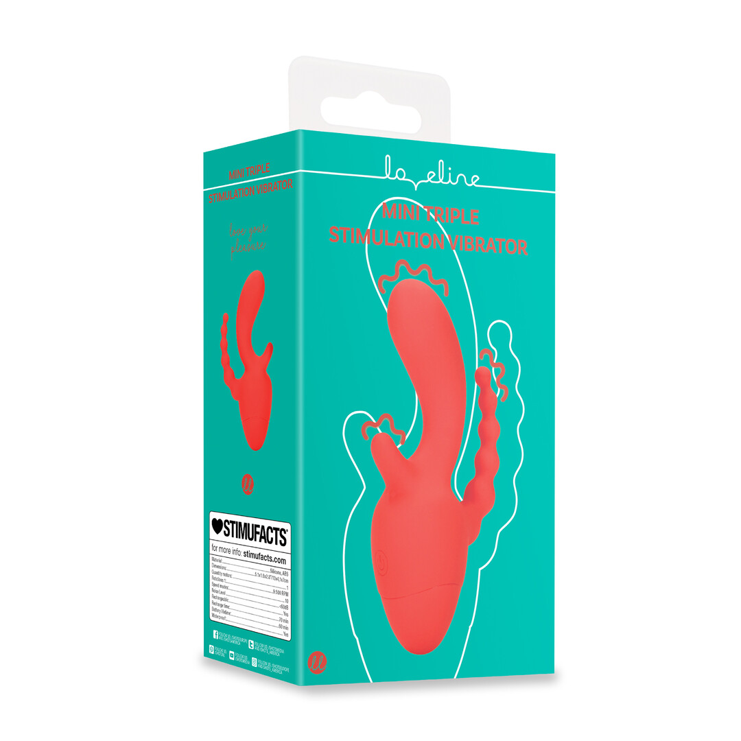 Loveline by shots Mini Drie-in-één Stimulator - Scarlet Kiss (8714273024732)