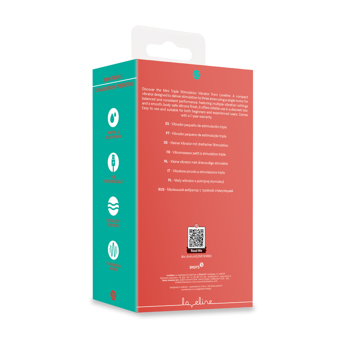 Loveline by shots Mini Drie-in-één Stimulator - Scarlet Kiss (8714273024732)