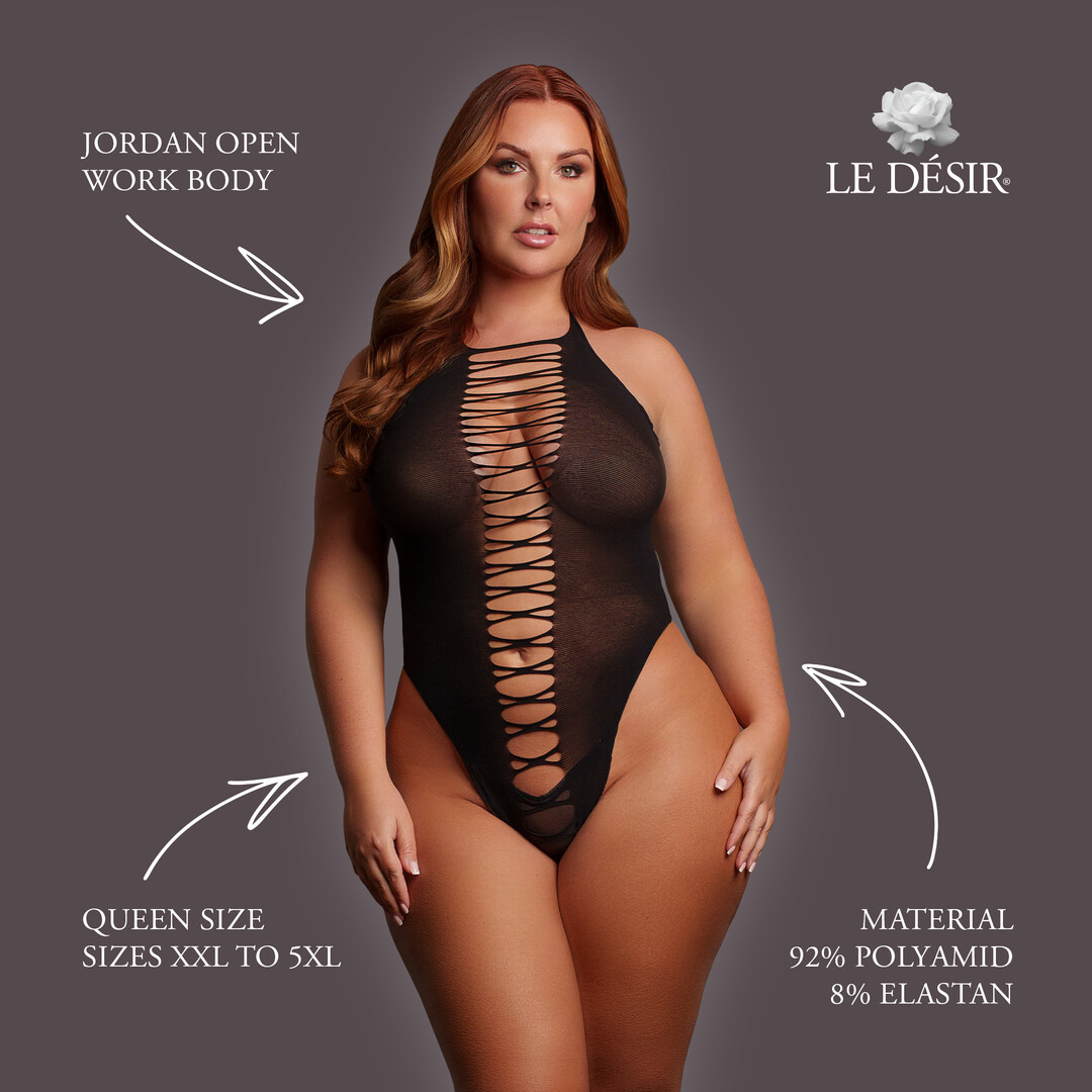 Le désir by shots Jordan - Open Work Body - Queen Size - Black (8714273020918)