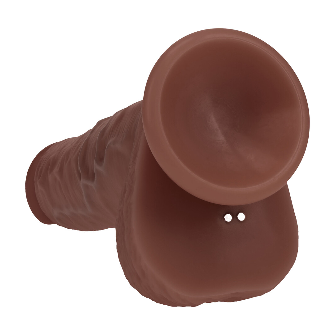 Realrock by shots Dual Density Silicone Realistic Vibrating Thrusting Dildo with Balls - 8 / 20,3 cm - Brown (8714273029584)