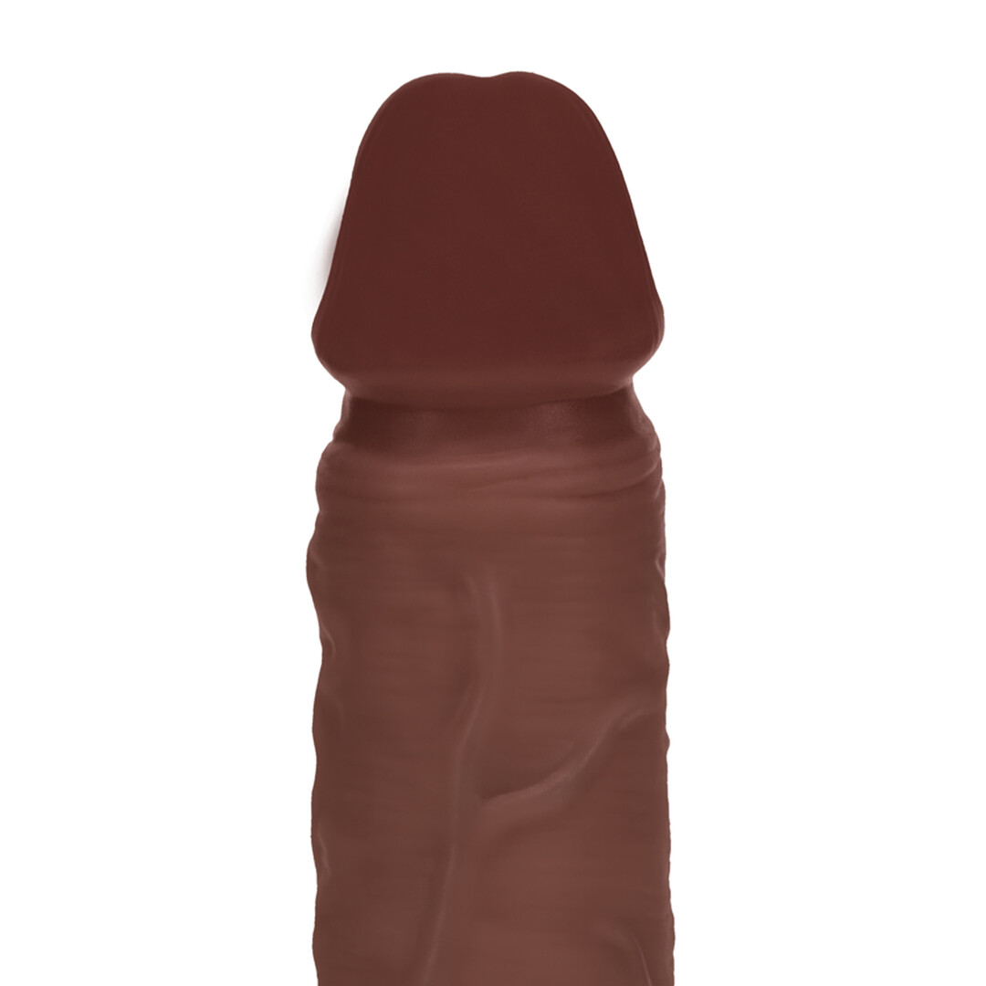 Realrock by shots Dual Density Silicone Realistic Vibrating Thrusting Dildo with Balls - 8 / 20,3 cm - Brown (8714273029584)
