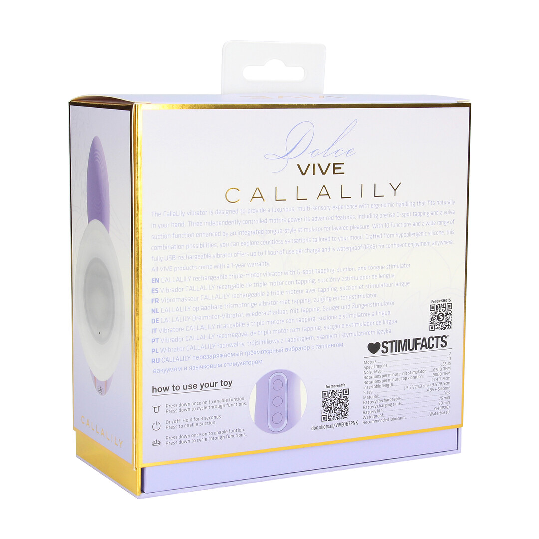Vive by shots CallaLily - G-Spot Tap Vulva Borstzuiger en Tong Stimulator - Lavendel (8714273030085)