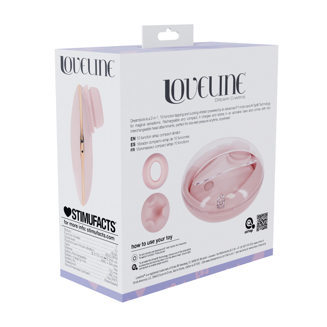Loveline by shots Dreamsicle - Compact AirTap Vibrator met Twee Hoofdaccessoires - Roze (8714273059673)