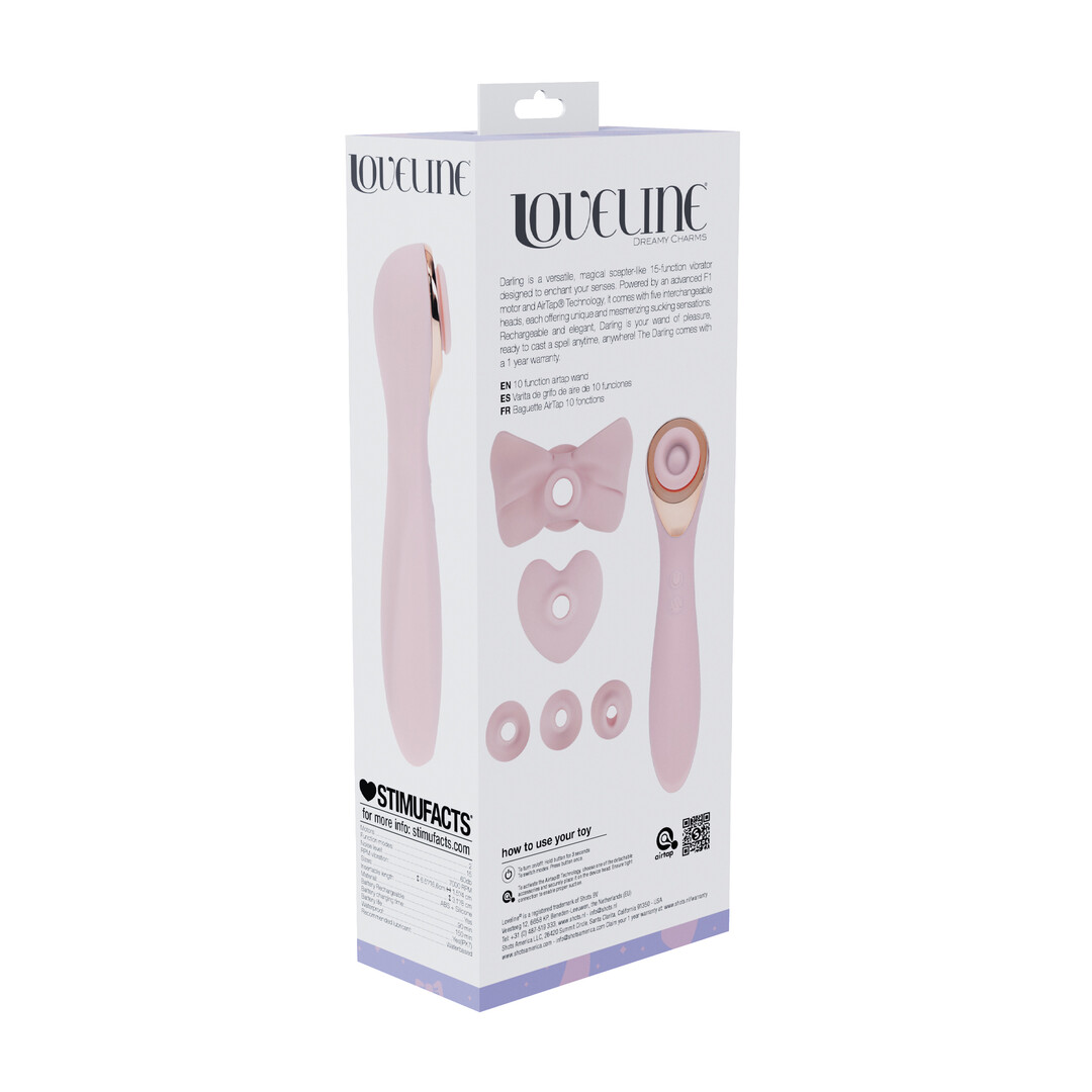 Loveline by shots Darling - AirTap Wand Vibrator met Vijf Koppen Accessoires - Roze (8714273059918)
