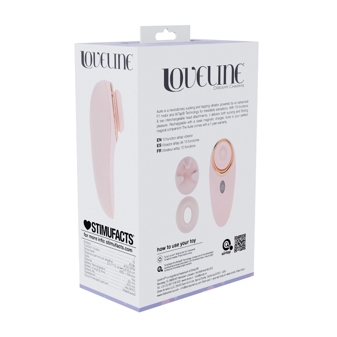 Loveline by shots Aurie - AirTap Vibrator met Twee Hoofdaccessoires - Roze (8714273059734)