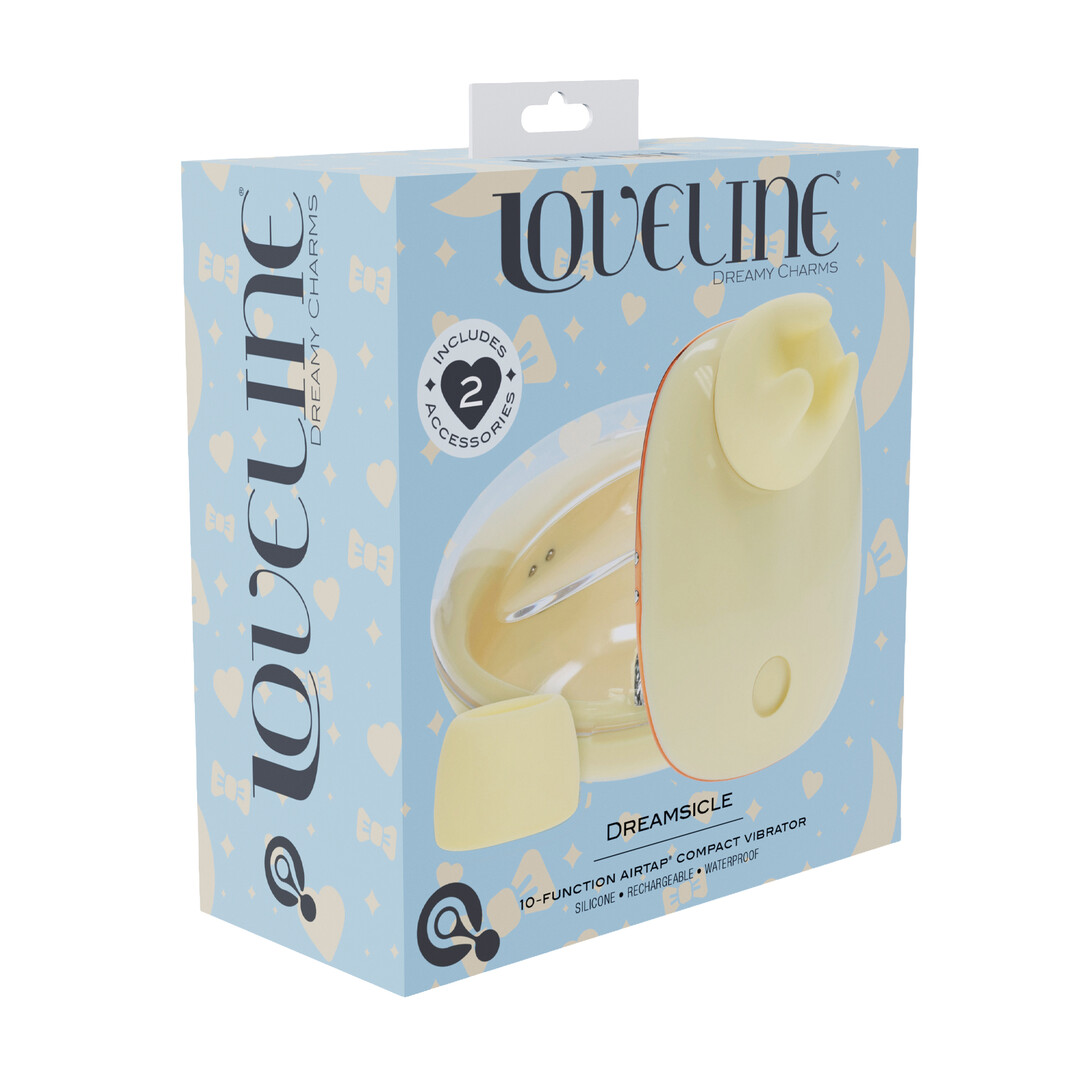 Loveline by shots Dreamsicle - Compact AirTap Vibrator met Twee Hoofdaccessoires - Geel (8714273059680)