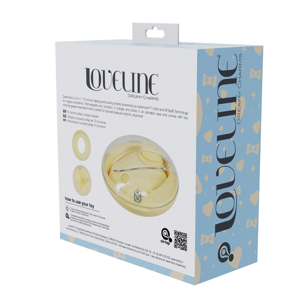 Loveline by shots Dreamsicle - Compact AirTap Vibrator met Twee Hoofdaccessoires - Geel (8714273059680)