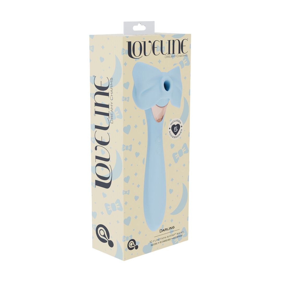 Loveline by shots Darling - AirTap Wand Vibrator met Vijf Koppen Accessoires - Blauw (8714273059901)