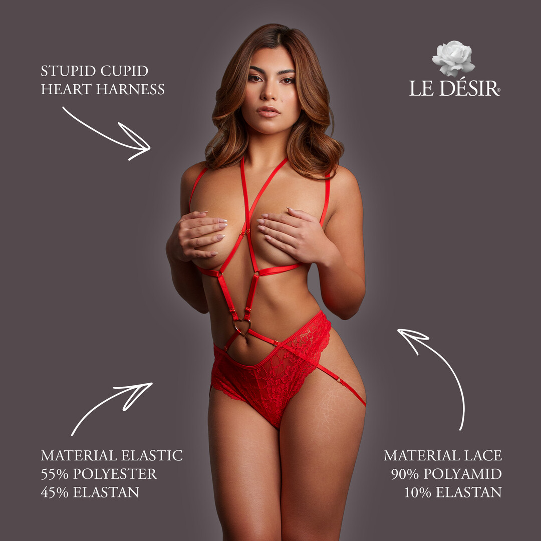 Le désir by shots Stupid Cupid - Heart Harness - One Size - Red (8714273020697)
