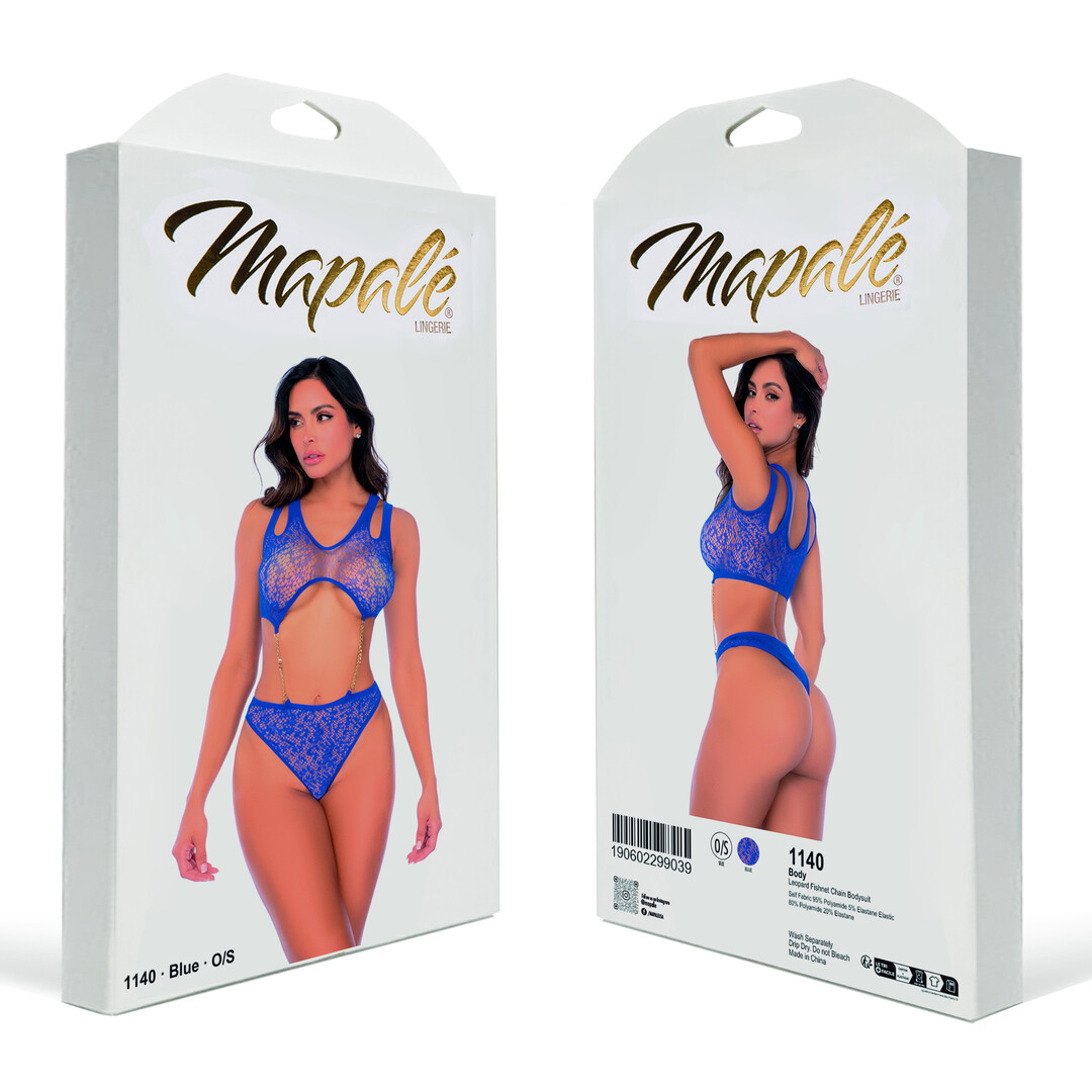 Mapalé Leopard Visnet Ketting Bodysuit - Één Maat - Blauw (190602299039)