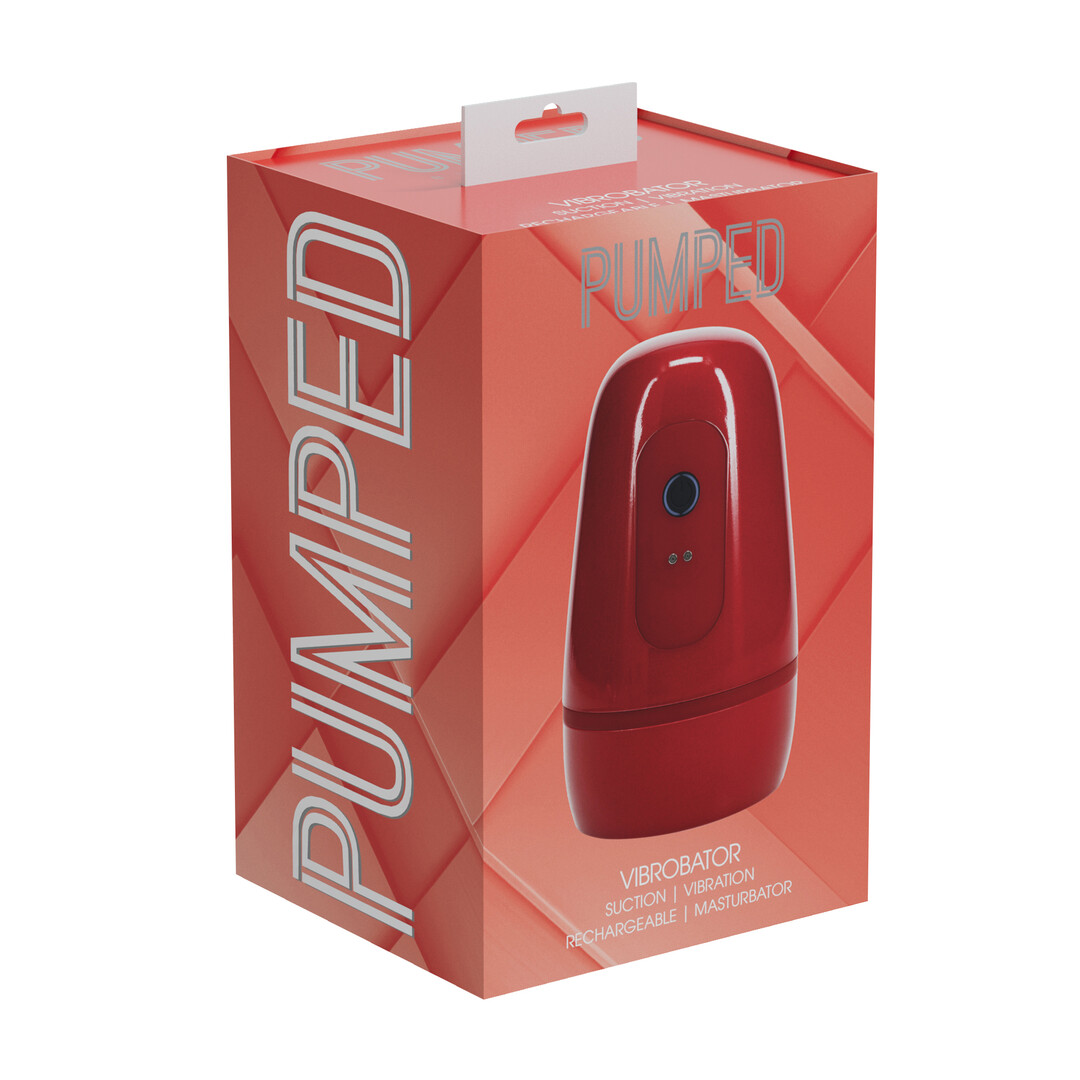 Pumped by shots Pulsar - Negatieve Druk Zuig- en Trillingsmasturbator Pomp - Metallic Rood (8714273061485)