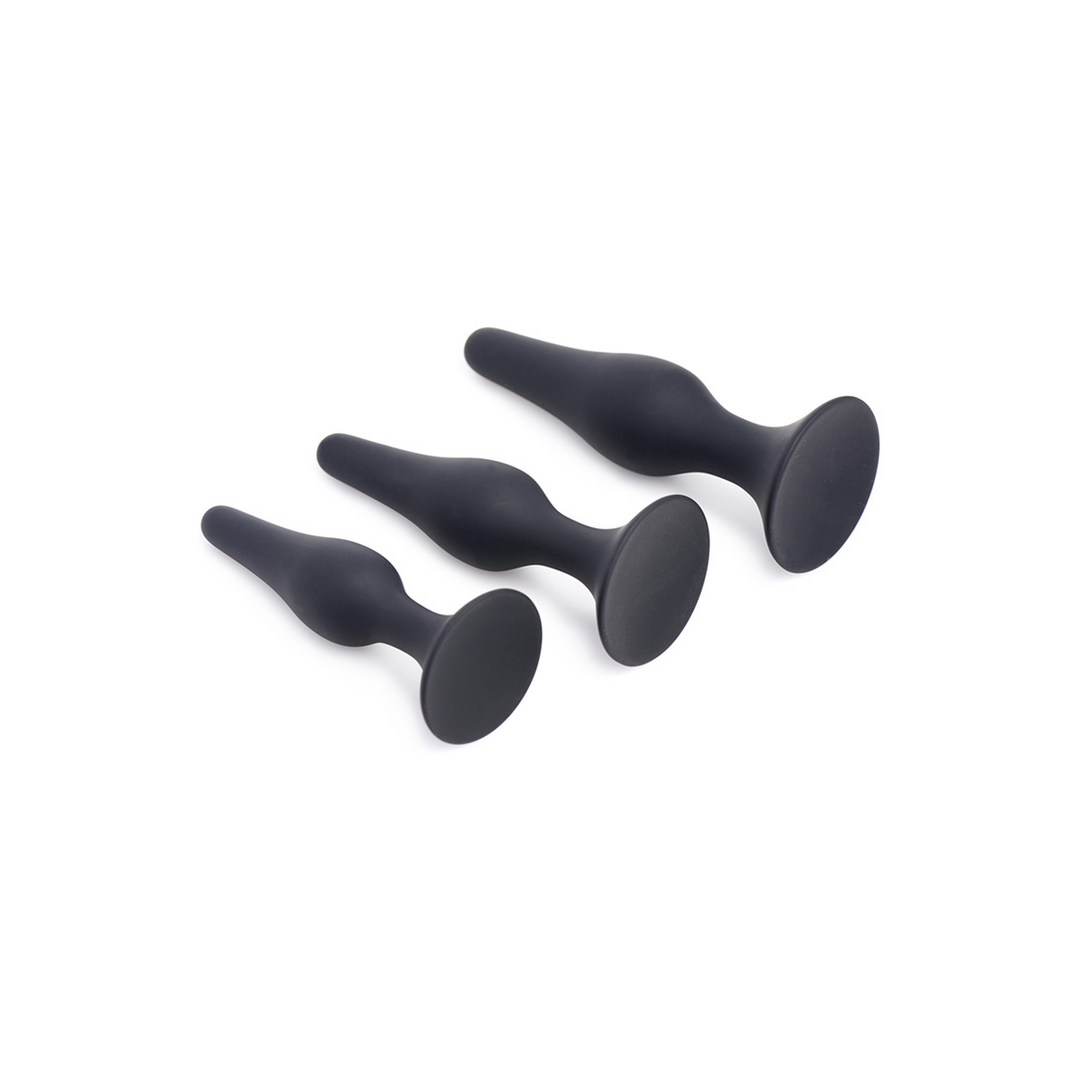 Xr brands Triple Spire - Tapered Silicone Anale Trainer Set - 3 Stuks - Zwart (848518036667)