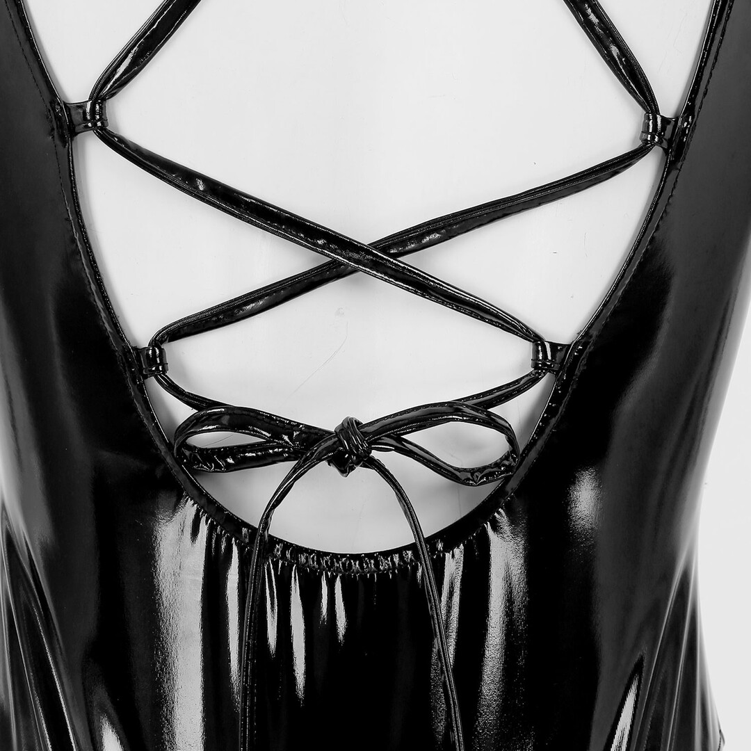 De namour lingerie by shots Wetlook Deep-V Bodysuit - S/M - Zwart (8714273027306)