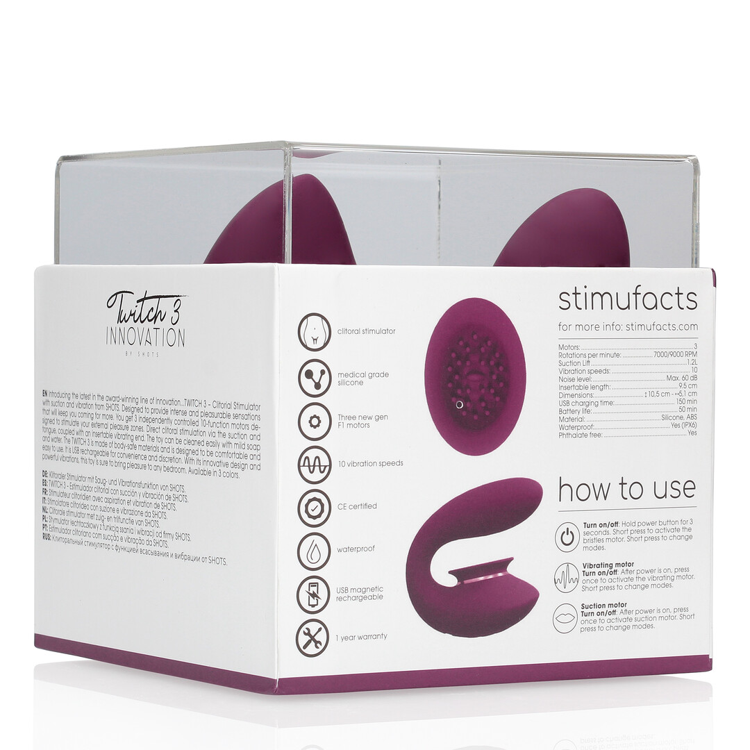 Innovation by shots Twitch 3 - Oplaadbare Vibrator en Suction - Bordeaurot (8714273054982)