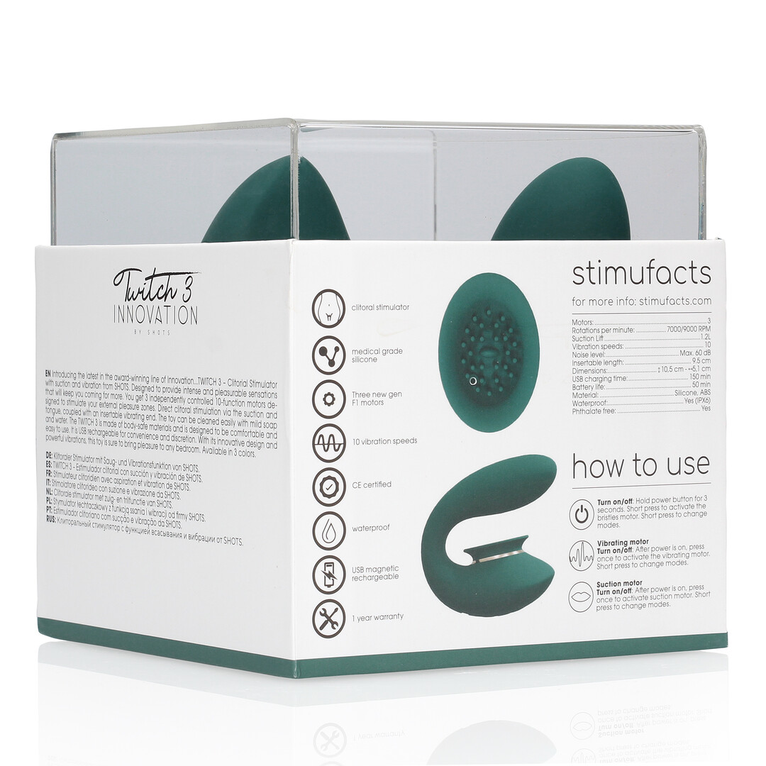 Innovation by shots Twitch 3 - Oplaadbare Vibrator en Suction - Bosgroen (8714273054999)