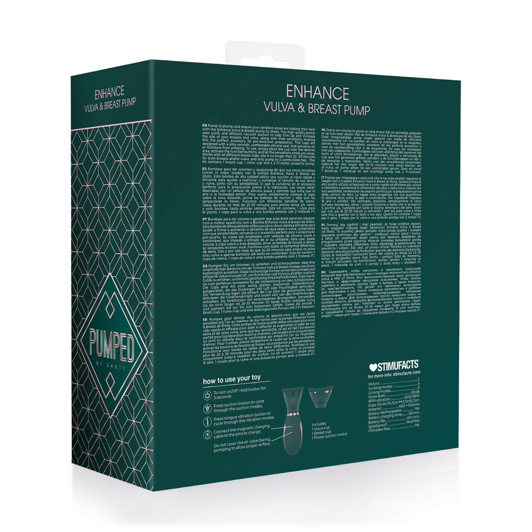 Pumped by shots Enhance - Oplaadbare Vulva- en Borstpomp - Bosgroen (8714273054777)