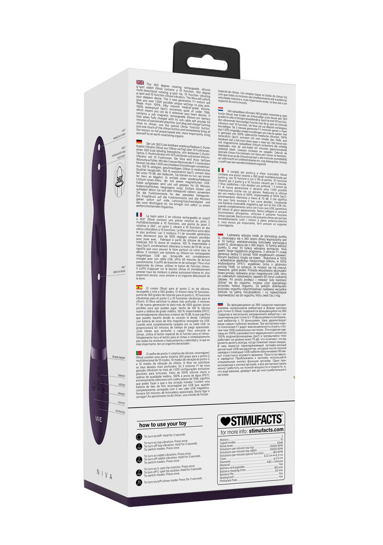 Vive by shots Niva - Draaibare Konijnen Vibrator - Paars (8714273521309)