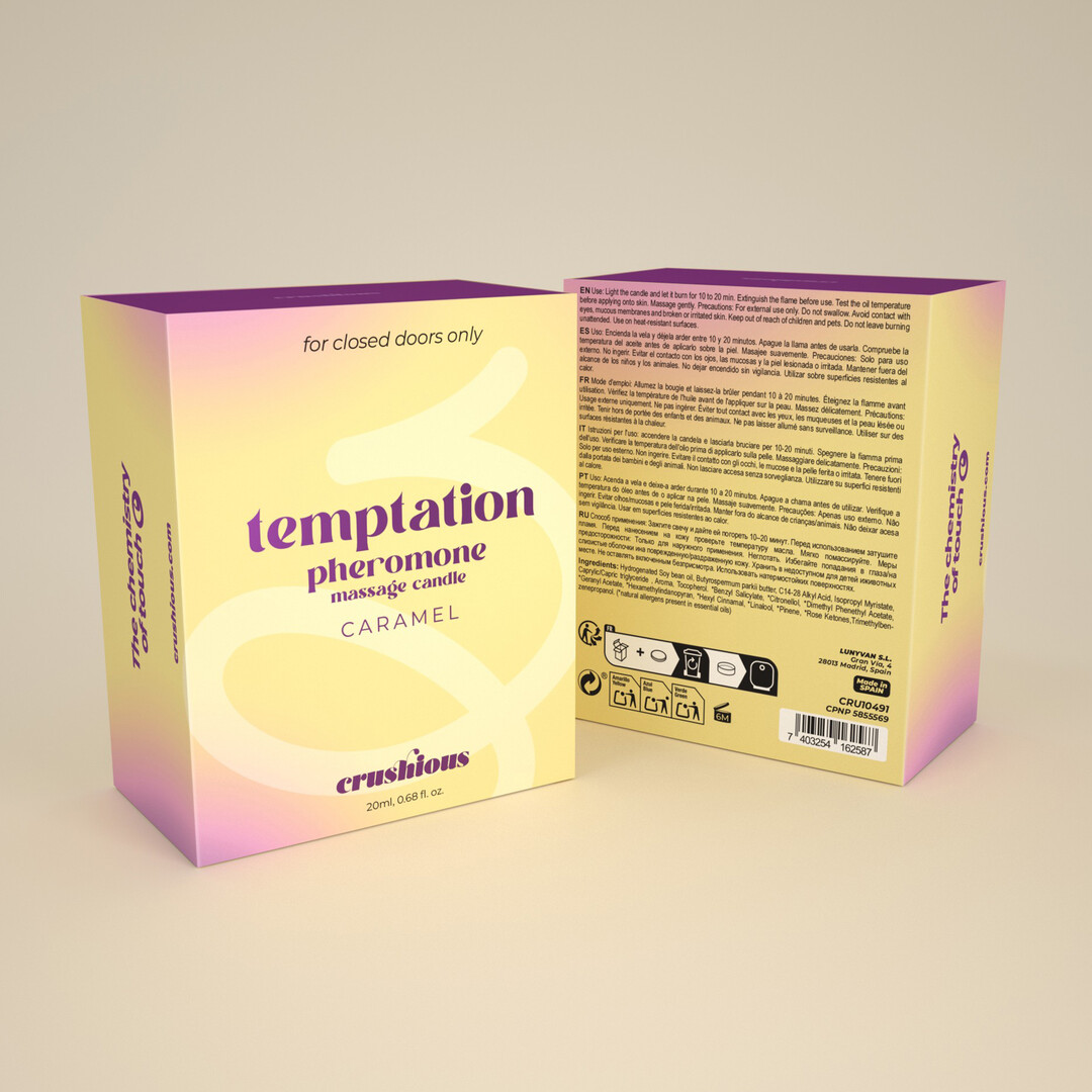 Crushious Temptation - Massage Candle with Pheromones and Toffee Caramel Aroma - 0.68 fl oz / 20 ml (7403254162587)