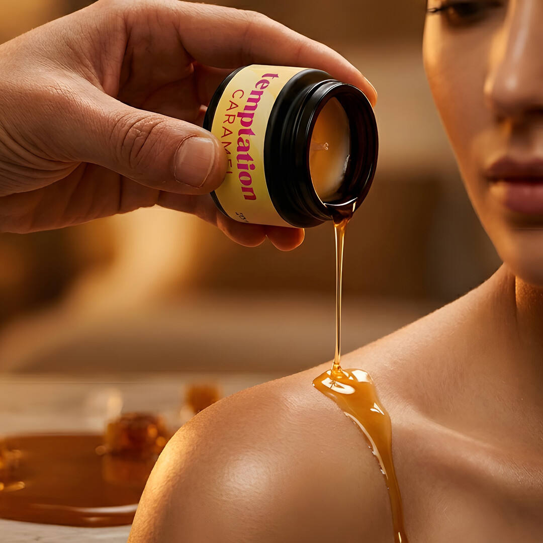Crushious Temptation - Massage Candle with Pheromones and Toffee Caramel Aroma - 0.68 fl oz / 20 ml (7403254162587)