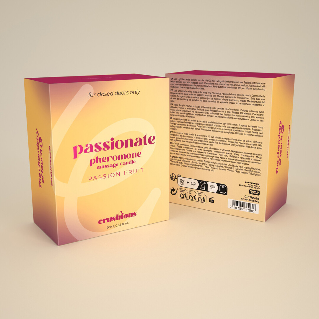 Crushious Passionate - Massage Candle with Pheromones and Passion Fruit Scent - 0.68 fl oz / 20 ml (7403254162600)