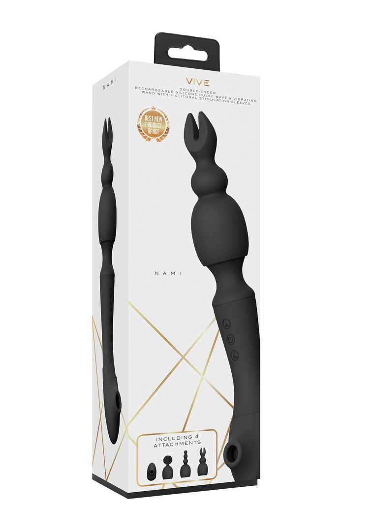 Vive by shots Nami - Pulse Wave  Vibrating Wand - Zwart (7423522539545)