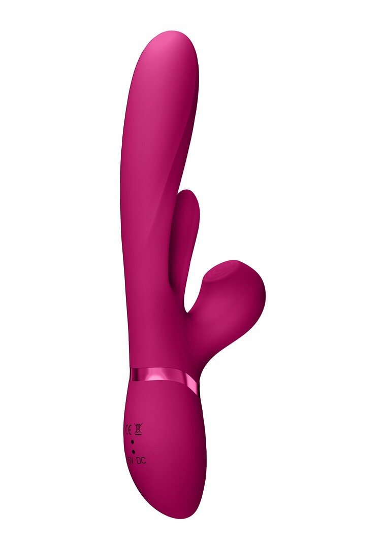 Vive by shots Kura - Duwende G-Spot Vibrator met Flapper Tong en Pulse Wave Stimulator - Roze (8714273537720)