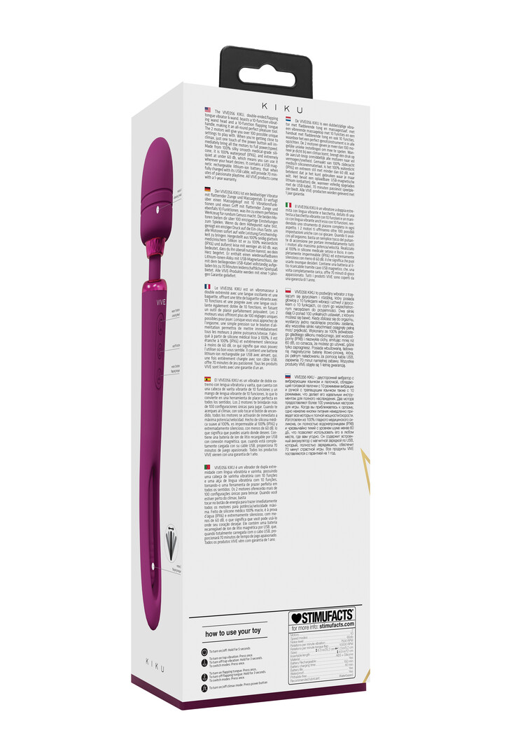Vive by shots Kiku - Dubbelzijdige Wand met Innovatieve G-Spot Flapper Stimulator - Roze (8714273051820)