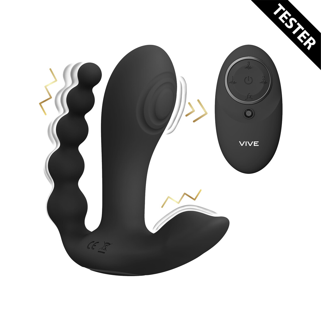 Vive by shots Kata - Pulse Wave  Vibrating Double Penetration Vibrator - Zwart - Tester (7423522544594)