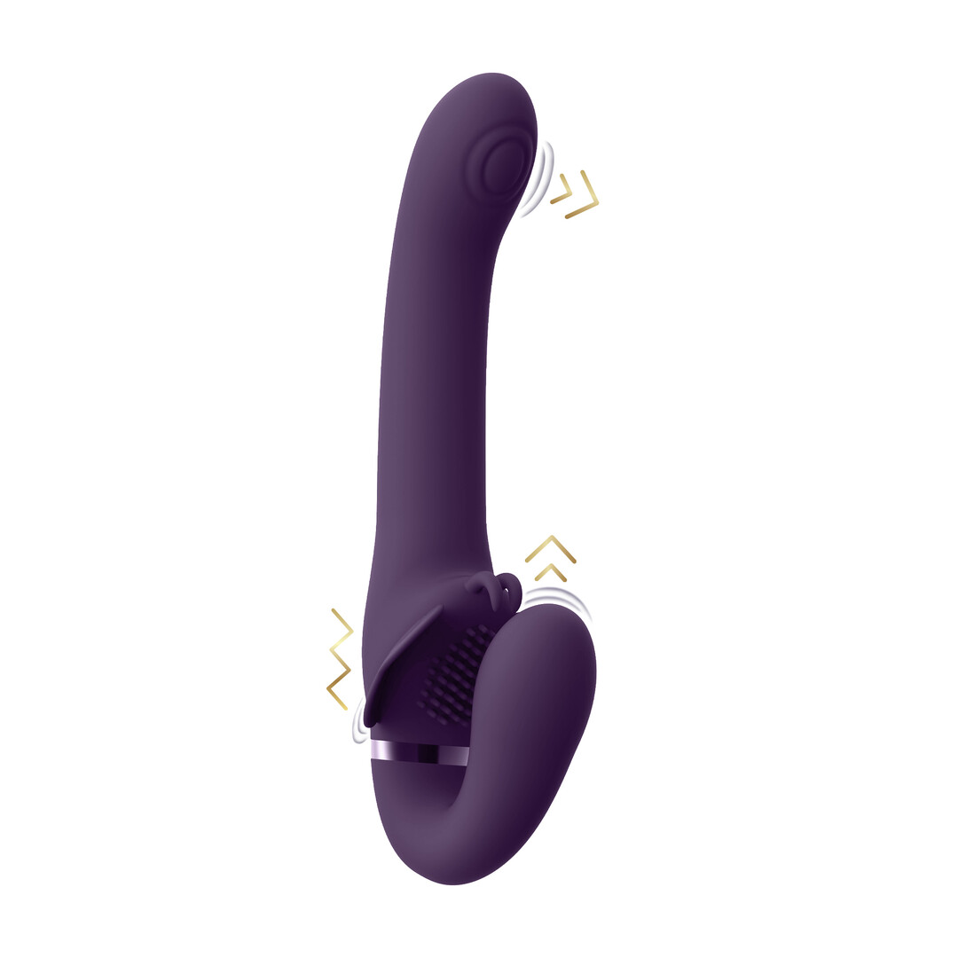Vive by shots Satu - Pulse-Wave en Vibrerende Strapless Strapon - Paars (7423522538531)