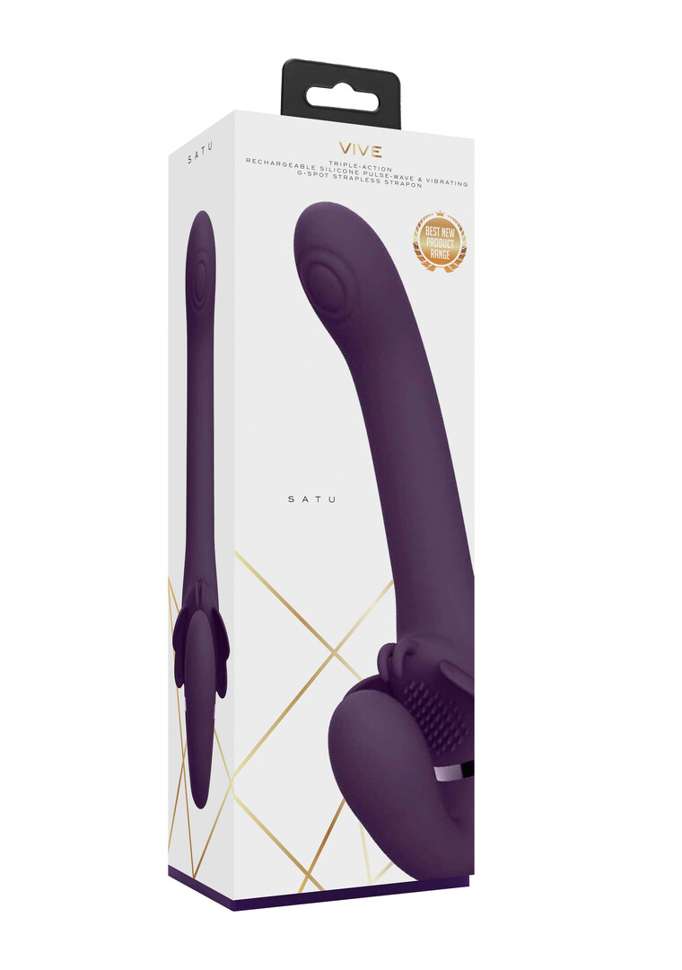 Vive by shots Satu - Pulse-Wave en Vibrerende Strapless Strapon - Paars (7423522538531)